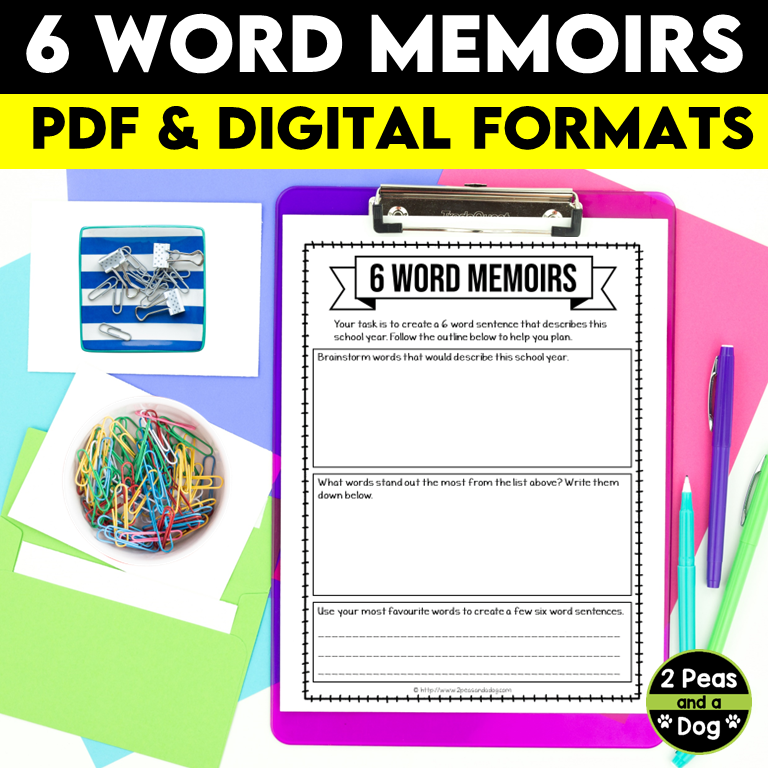 6 Word Memoir End of the Year Assignment