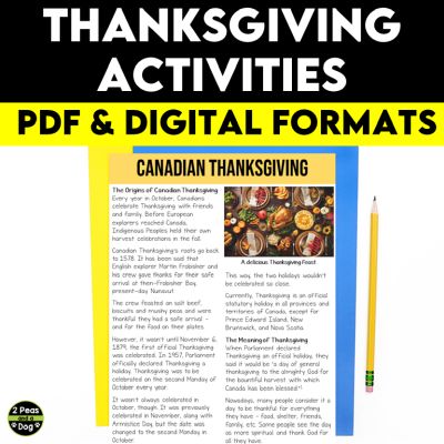 Middle School Canadian Thanksgiving Activities