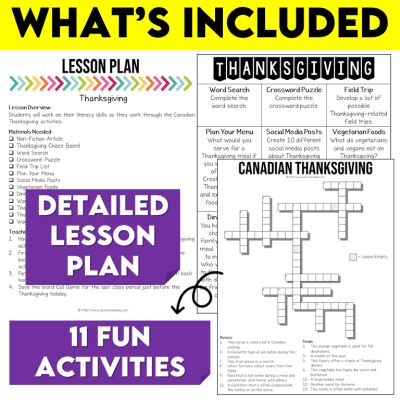 Middle School Canadian Thanksgiving Activities