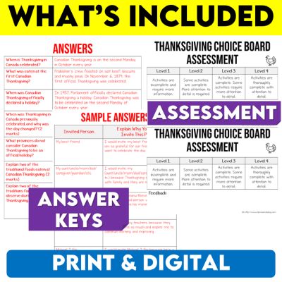 Middle School Canadian Thanksgiving Activities