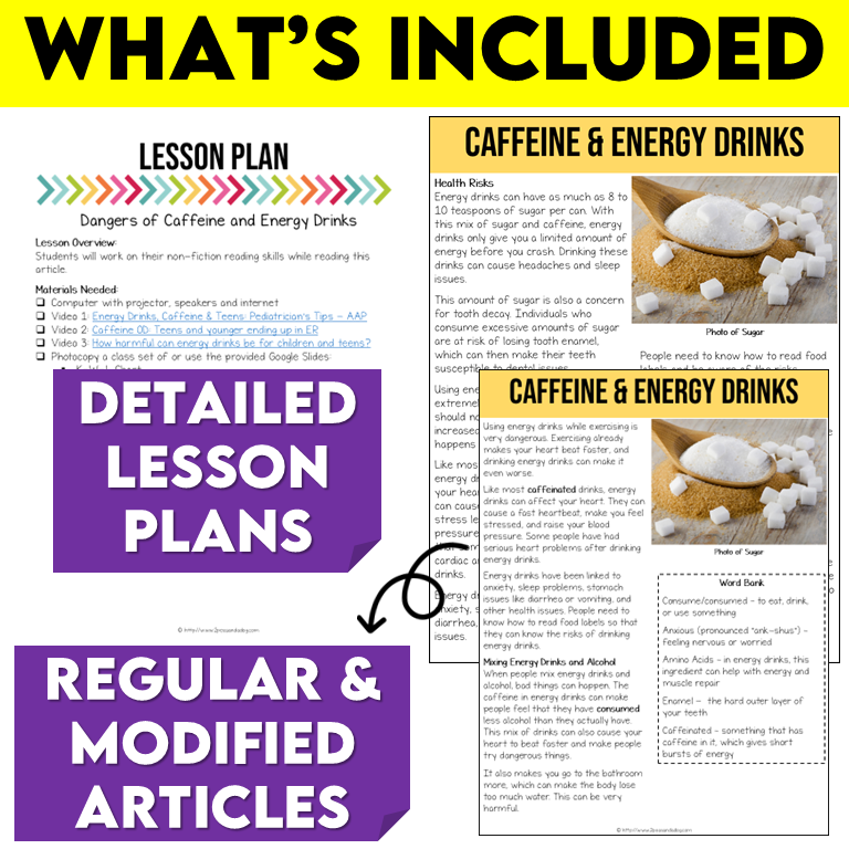 Dangers of Caffeine and Energy Drinks Non-Fiction Article