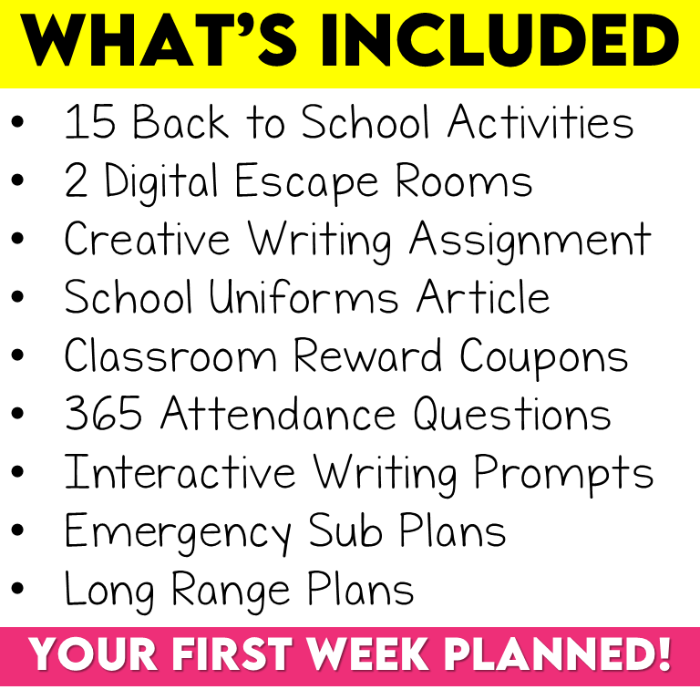 Back to School Activities For Middle School | First Day Activities Middle School