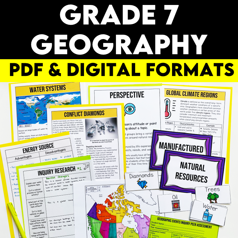 Grade 7 Geography Bundle Ontario Curriculum