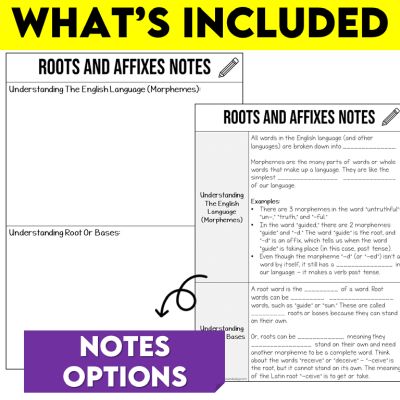Middle School Greek Roots Morphology Unit and Worksheets