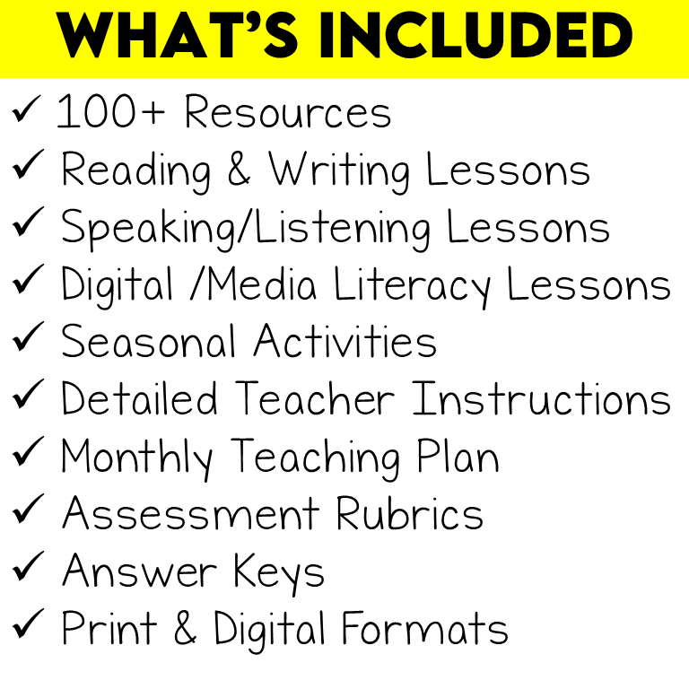 Full Year Middle School English Language Arts Lesson Bundle 2