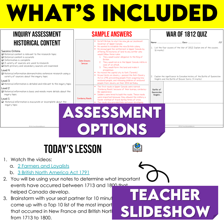 Grade 7 History Conflict and Challenges in Canada 1800-1850 Strand B