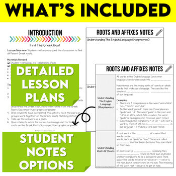 Middle School Greek Roots Morphology Unit and Worksheets
