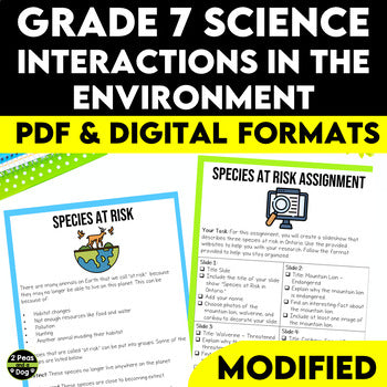 Grade 7 Science Interactions in the Environment Modified Unit