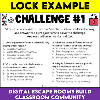 Forensic Science Digital Escape Room