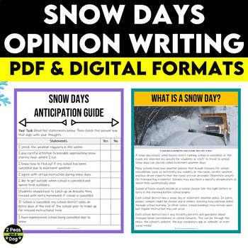 Snow Days Opinion Writing Lesson