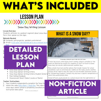 Snow Days Opinion Writing Lesson