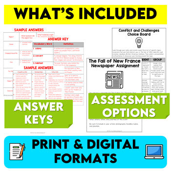 Grade 7 History Bundle New France, British North America, and Conflict 1713-1850
