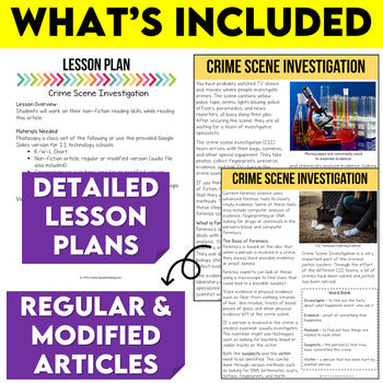 Crime Scene Investigations Non-Fiction Article