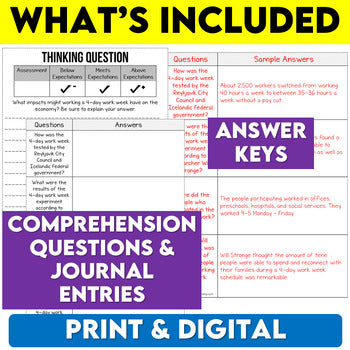 Middle School ELA Sub Plans - Topic 4-Day Workweek