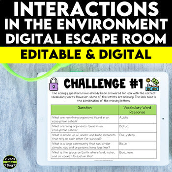 Interactions in the Environment Digital Escape Room Grade 7 Science Ontario