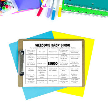 Back to School Bingo