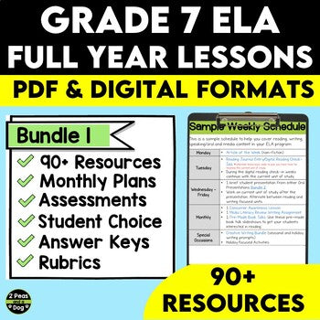 Full Year Middle School English Language Arts Lesson Bundle 1