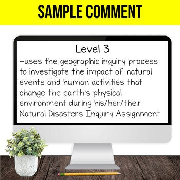 Ontario Report Card Comments Grade 7 Geography