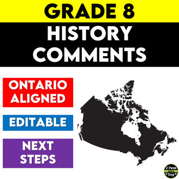 Ontario Report Card Comments - Grade 8 History Editable