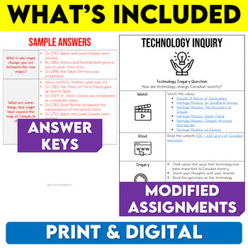 Grade 8 History Modified Bundle Ontario Curriculum