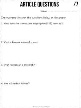 Crime Scene Investigations Non-Fiction Article