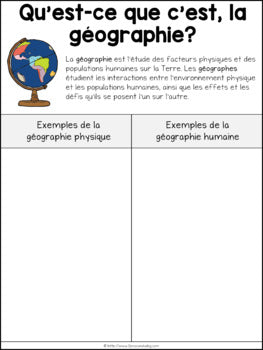 Grade 8 Geography Global Settlement Patterns and Sustainability FRENCH