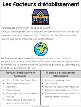 Grade 8 Geography Global Settlement Patterns and Sustainability FRENCH