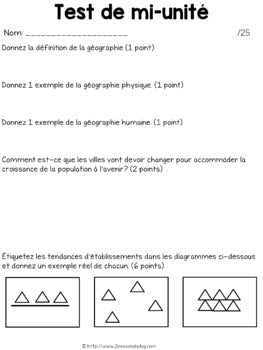 Grade 8 Geography Global Settlement Patterns and Sustainability FRENCH