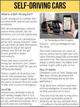 Self-Driving Cars Non-Fiction Article