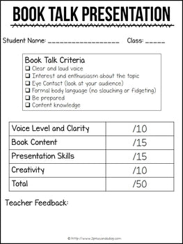 Student Book Talk Assignment