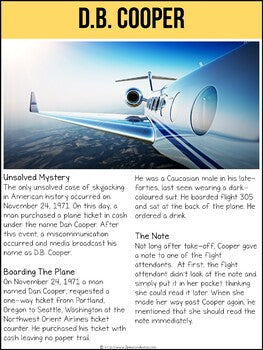 The D.B. Cooper Mystery Non-Fiction Article