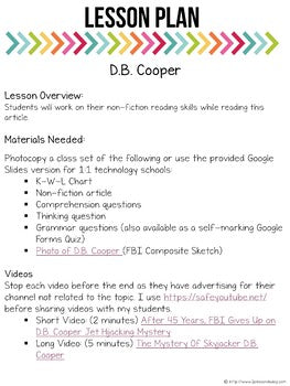 The D.B. Cooper Mystery Non-Fiction Article