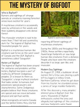 The Mystery of Big Foot Non-Fiction Article