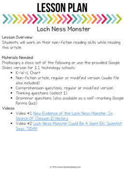 The Mystery of the Loch Ness Monster Non-Fiction Article