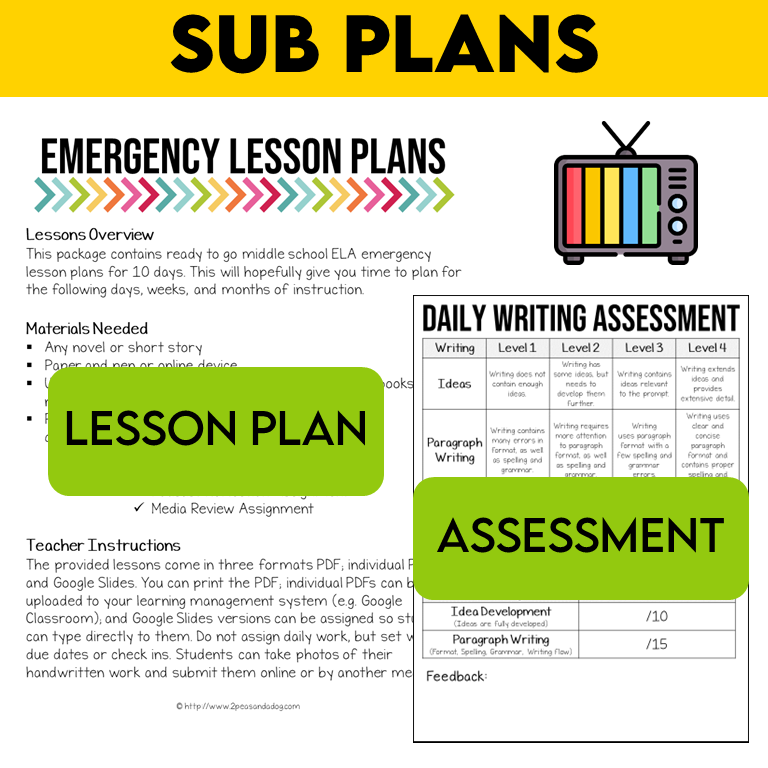 Middle School ELA Emergency Sub Plans