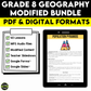 Grade 8 Geography Modified Bundle Ontario Curriculum