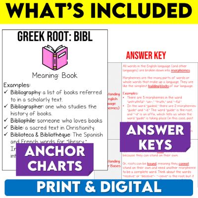 Middle School Greek Roots Morphology Unit and Worksheets