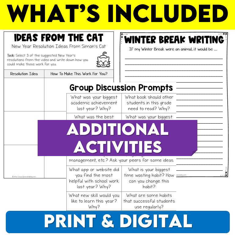 New Year's Goal Setting Activity and Reflection Sheets