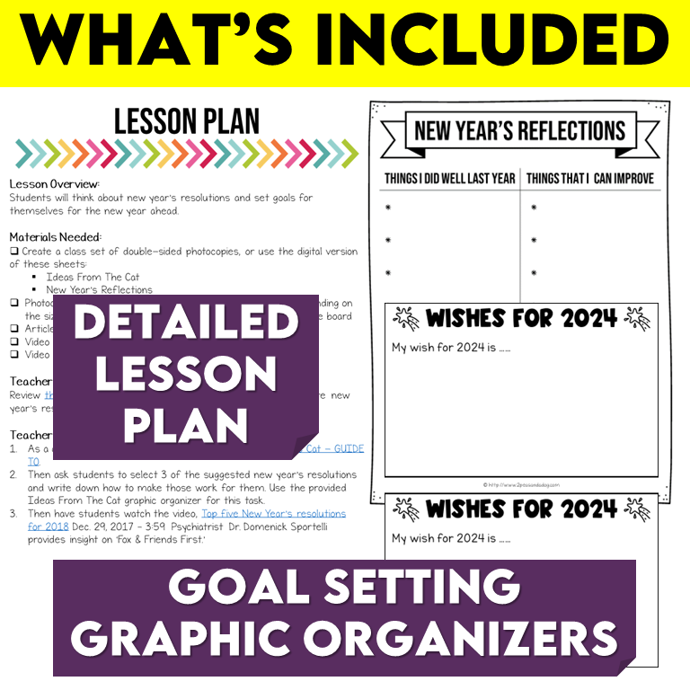 New Year's Goal Setting Activity and Reflection Sheets