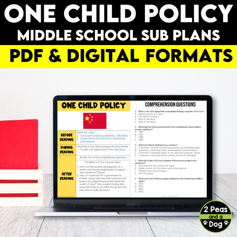 Middle School ELA Sub Plans - One Child Policy