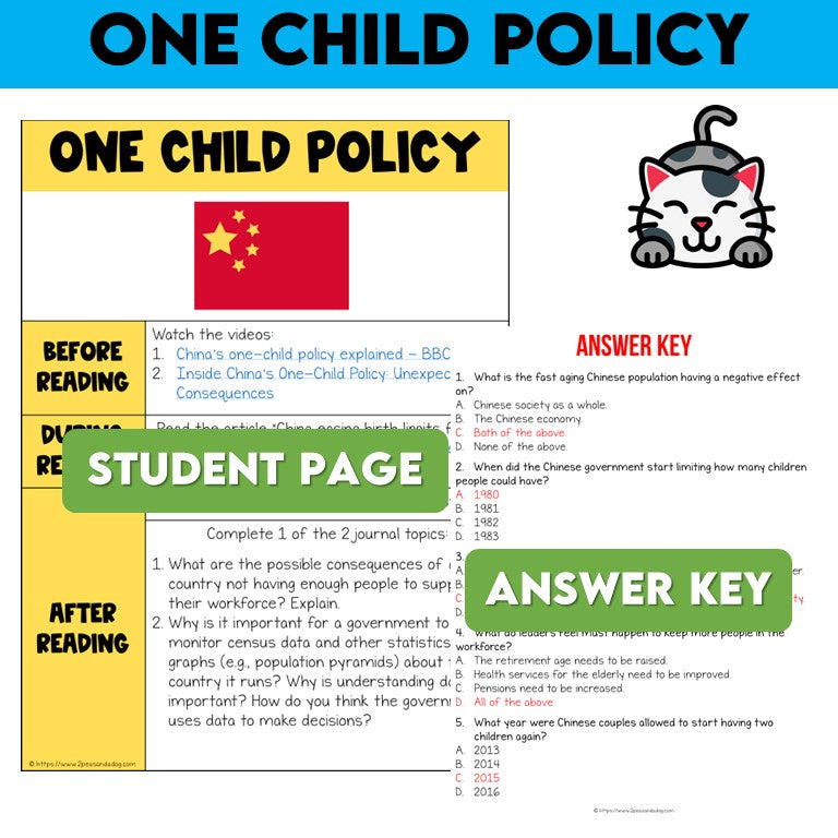 Middle School ELA Sub Plans - One Child Policy