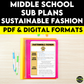 Middle School ELA Sub Plans - Topic Sustainable Fashion Trends
