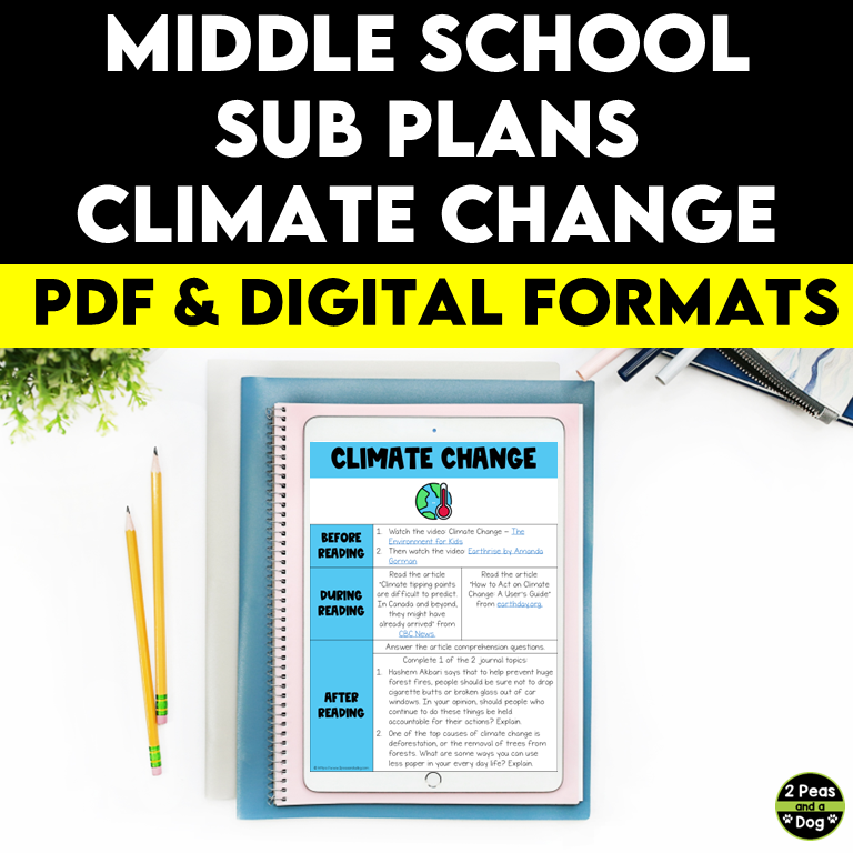 Middle School ELA Sub Plans - Topic Climate Change