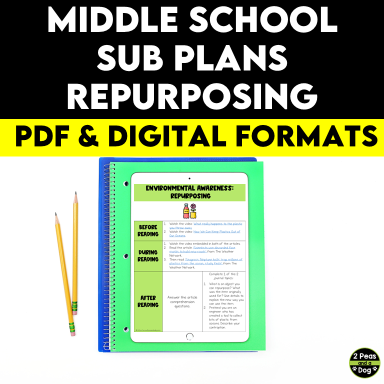 Middle School ELA Sub Plans - Topic Repurposing