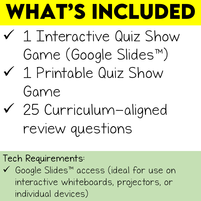 Grade 7 History Strand B Quiz Show Game