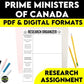Prime Ministers of Canada Research Assignment