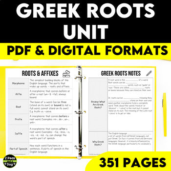 Greek Roots Activity Middle School Greek Roots Morphology Unit and Worksheets – 2 Peas and a Dog