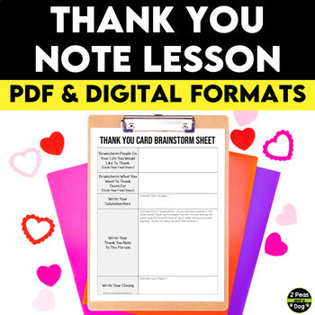 Thank You Note Template and Thank You Card Writing Lesson