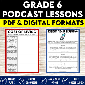 6th Grade Podcast Listening Activities - Grade 6 Listening Skills Bundle