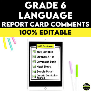 Grade 6 Language Ontario Report Card Comments